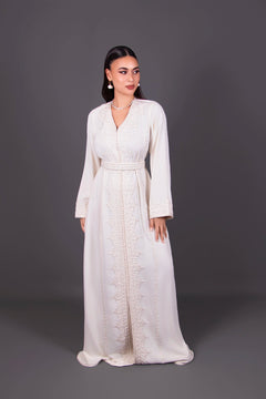 Caftan Patricia – Broderies Ton sur Ton & Perles Main | Caftan Marocain Femme